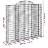 Paniers à gabions arqués 2 pcs 200x50x180/200 cm Fer galvanisé