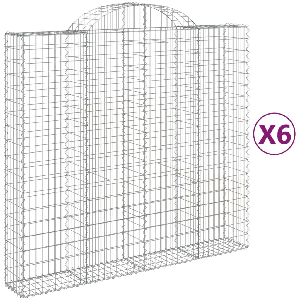 Paniers à gabions arqués 6 pcs 200x50x180/200 cm Fer galvanisé