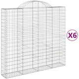 Paniers à gabions arqués 6 pcs 200x50x180/200 cm Fer galvanisé