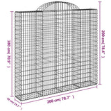 Paniers à gabions arqués 7 pcs 200x50x180/200 cm Fer galvanisé