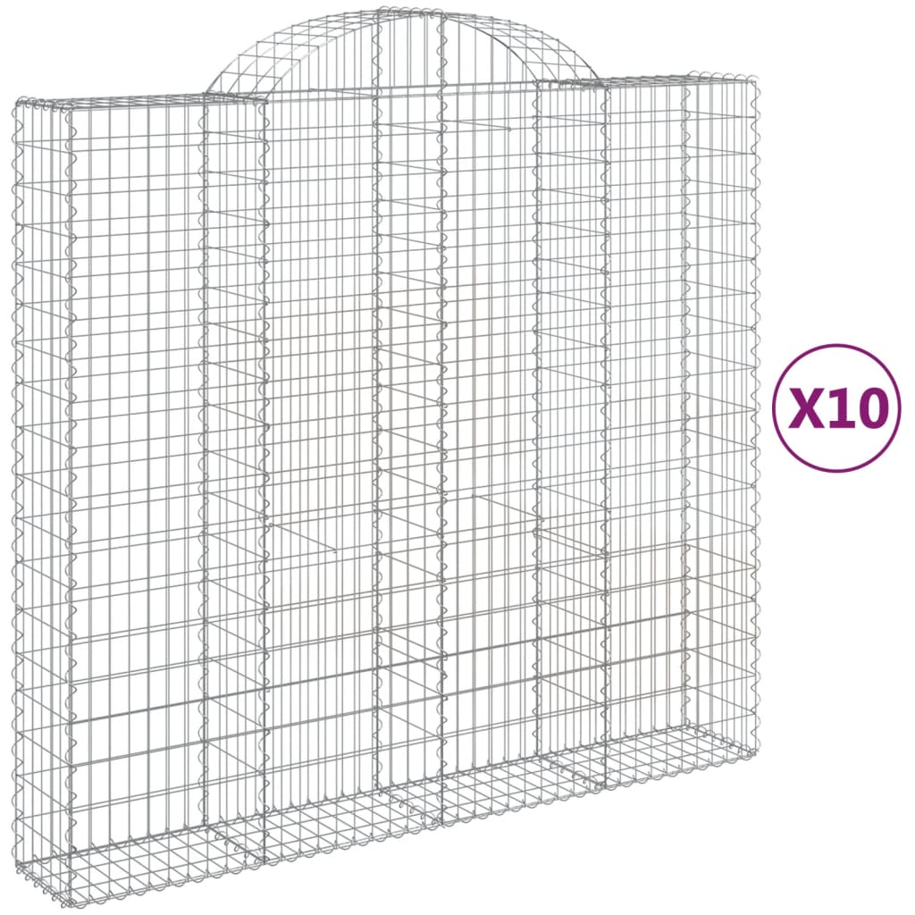 Paniers à gabions arqués 10 pcs 200x50x180/200 cm Fer galvanisé