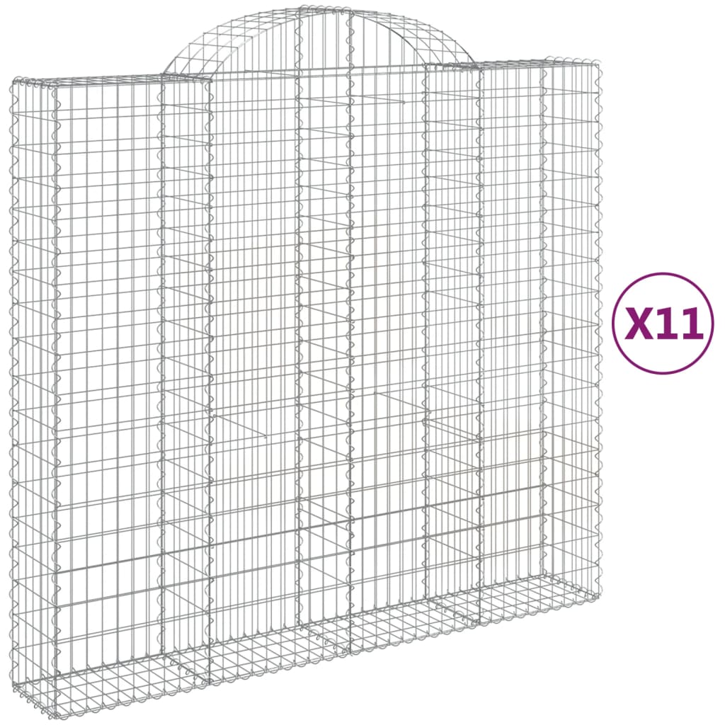 Arched Gabion Baskets 11 pcs 200x50x180/200 cm Galvanized Iron