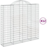 Arched Gabion Baskets 12 pcs 200x50x180/200 cm Galvanized Iron