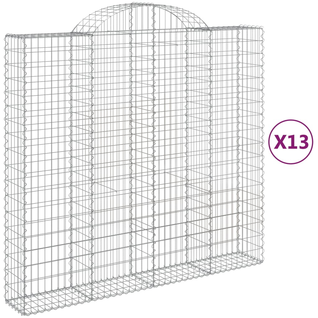 Arched Gabion Baskets 13 pcs 200x50x180/200 cm Galvanized Iron