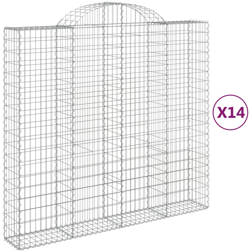 Paniers à gabions arqués 14 pcs 200x50x180/200 cm Fer galvanisé