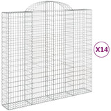 Paniers à gabions arqués 14 pcs 200x50x180/200 cm Fer galvanisé