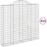 Paniers à gabions arqués 15 pcs 200x50x180/200 cm Fer galvanisé