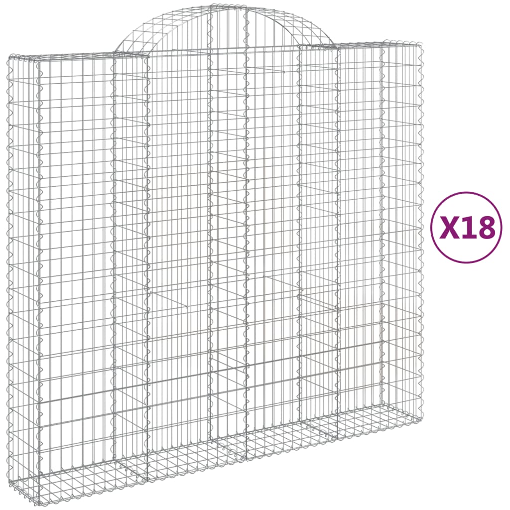 Paniers à gabions arqués 18 pcs 200x50x180/200 cm Fer galvanisé