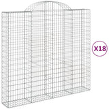 Paniers à gabions arqués 18 pcs 200x50x180/200 cm Fer galvanisé