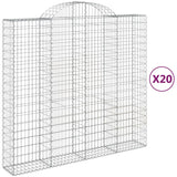 Paniers à gabions arqués 20 pcs 200x50x180/200 cm Fer galvanisé