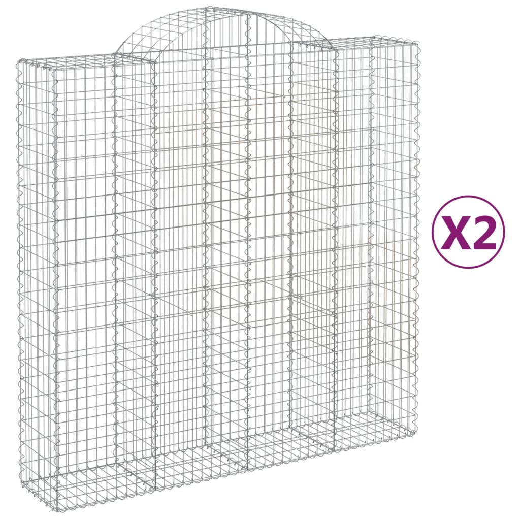 Paniers à gabions arqués 2 pcs 200x50x200/220 cm Fer galvanisé