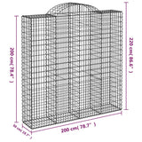 Paniers à gabions arqués 2 pcs 200x50x200/220 cm Fer galvanisé