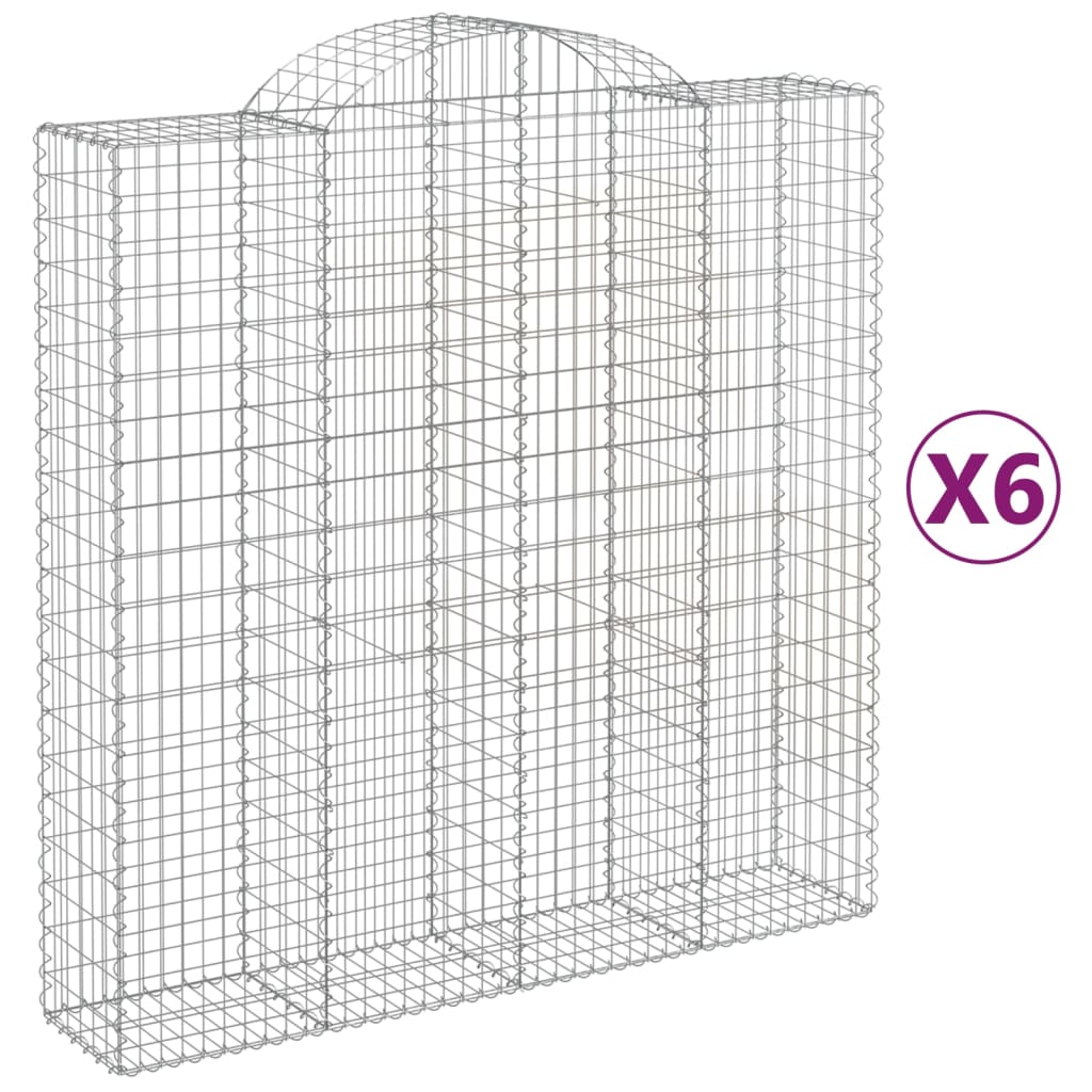 Paniers à gabions arqués 6 pcs 200x50x200/220 cm Fer galvanisé