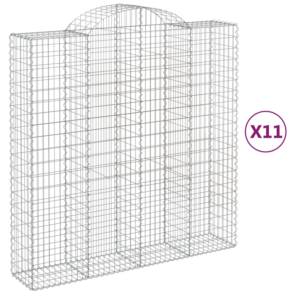 Arched Gabion Baskets 11 pcs 200x50x200/220 cm Galvanized Iron