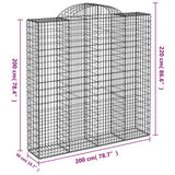 Arched Gabion Baskets 11 pcs 200x50x200/220 cm Galvanized Iron