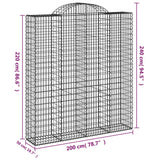 Paniers à gabions arqués 3 pcs 200x50x220/240 cm Fer galvanisé