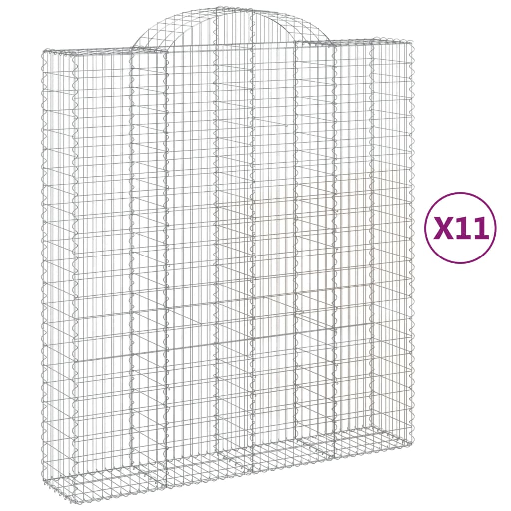 Arched Gabion Baskets 11 pcs 200x50x220/240 cm Galvanized Iron