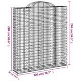 Arched Gabion Baskets 11 pcs 200x50x220/240 cm Galvanized Iron