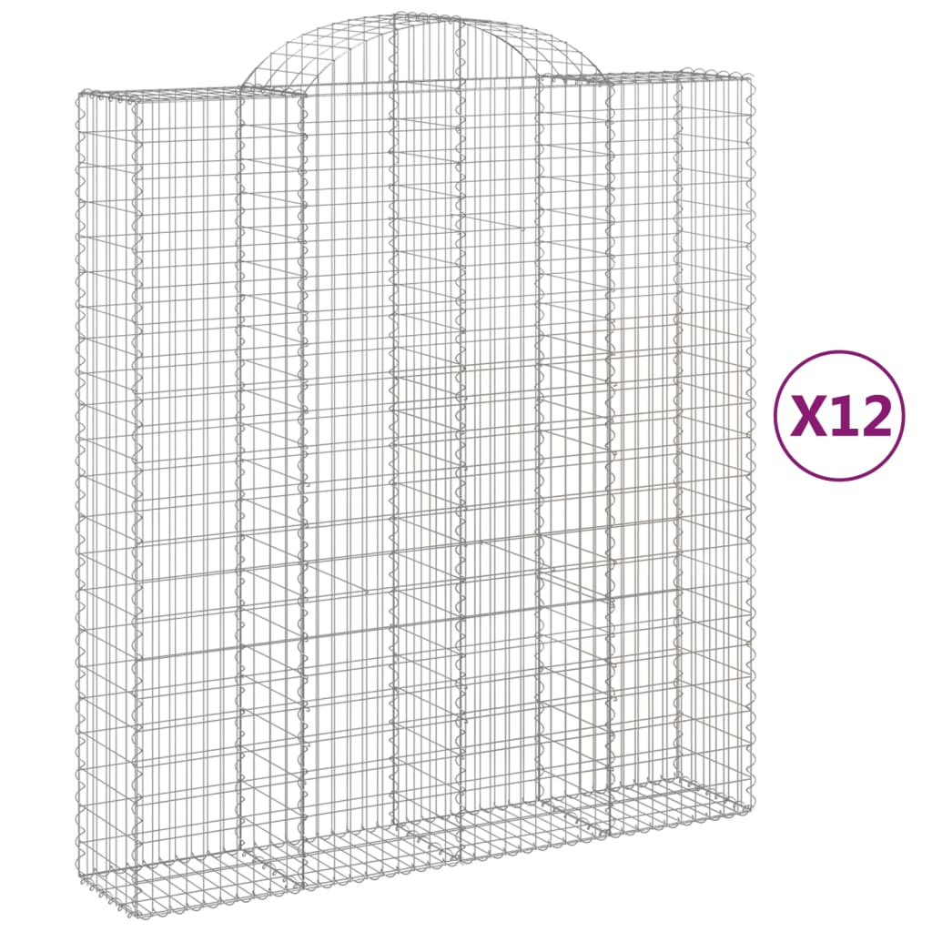 Arched Gabion Baskets 12 pcs 200x50x220/240 cm Galvanized Iron