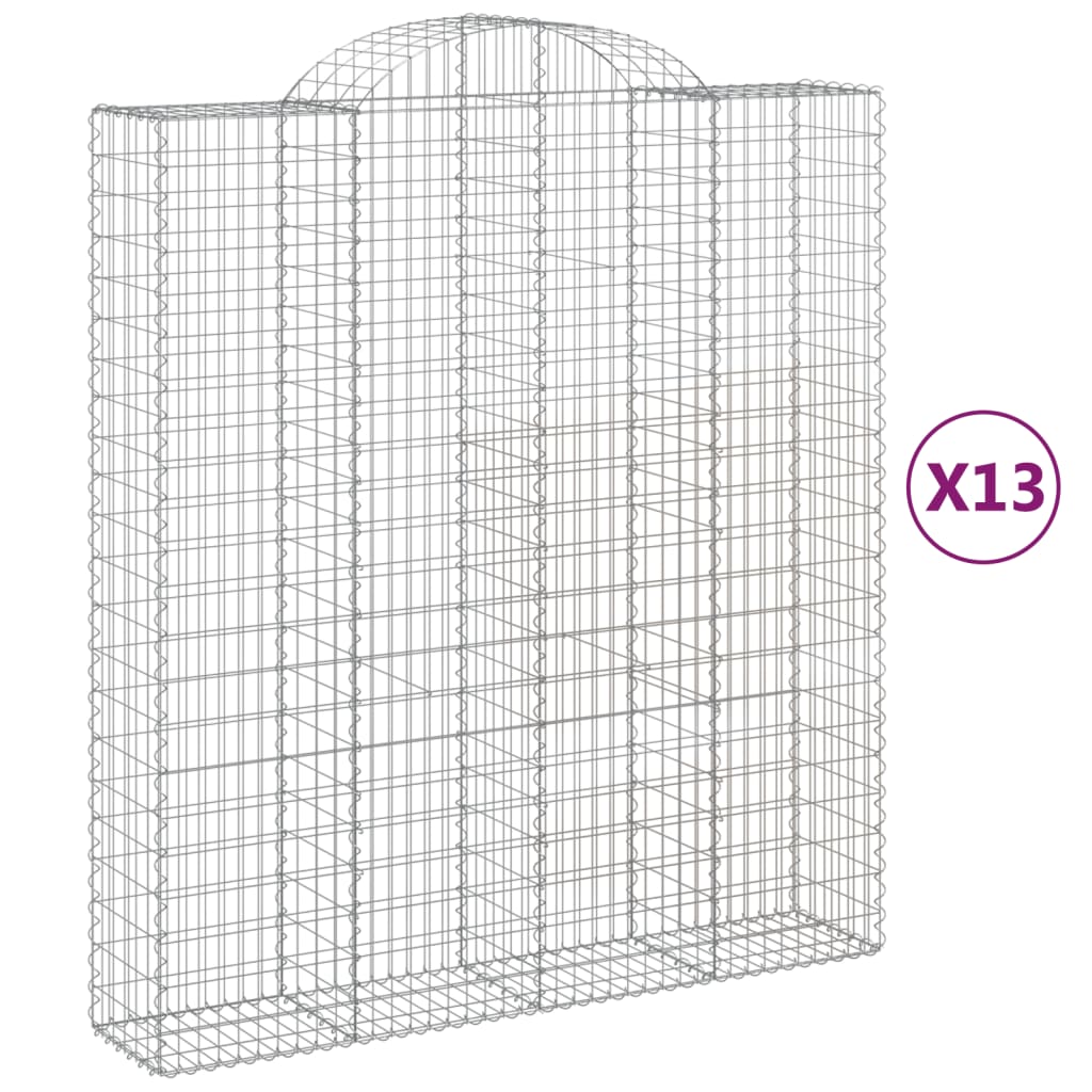 Paniers à gabions arqués 13 pcs 200x50x220/240 cm Fer galvanisé