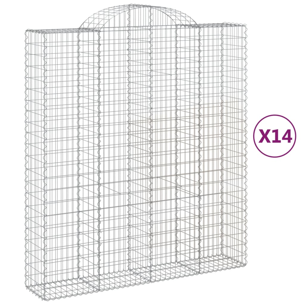 Paniers à gabions arqués 14 pcs 200x50x220/240 cm Fer galvanisé