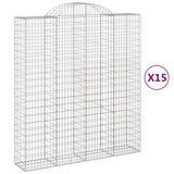 Paniers à gabions arqués 15 pcs 200x50x220/240 cm Fer galvanisé