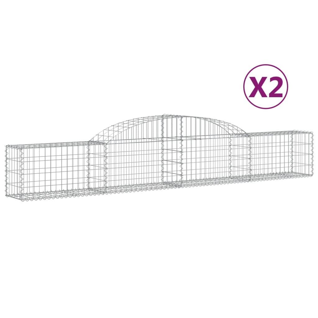 Paniers à gabions arqués 2 pcs 300x30x40/60 cm fer galvanisé