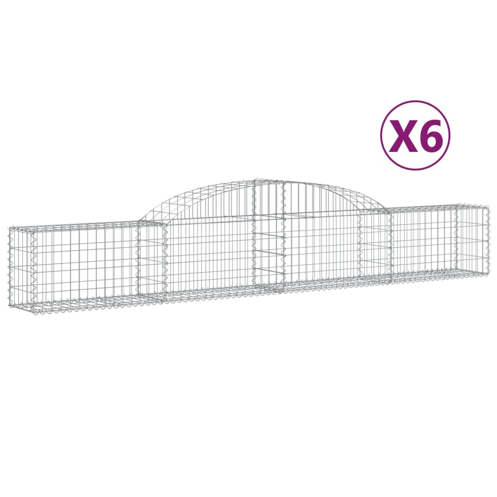 Paniers à gabions arqués 6 pcs 300x30x40/60 cm fer galvanisé