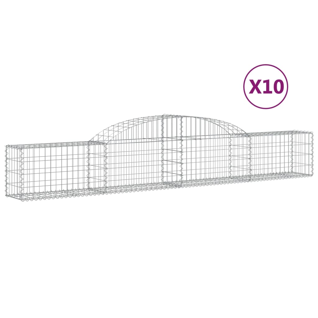 Paniers à gabions arqués 10 pcs 300x30x40/60 cm fer galvanisé