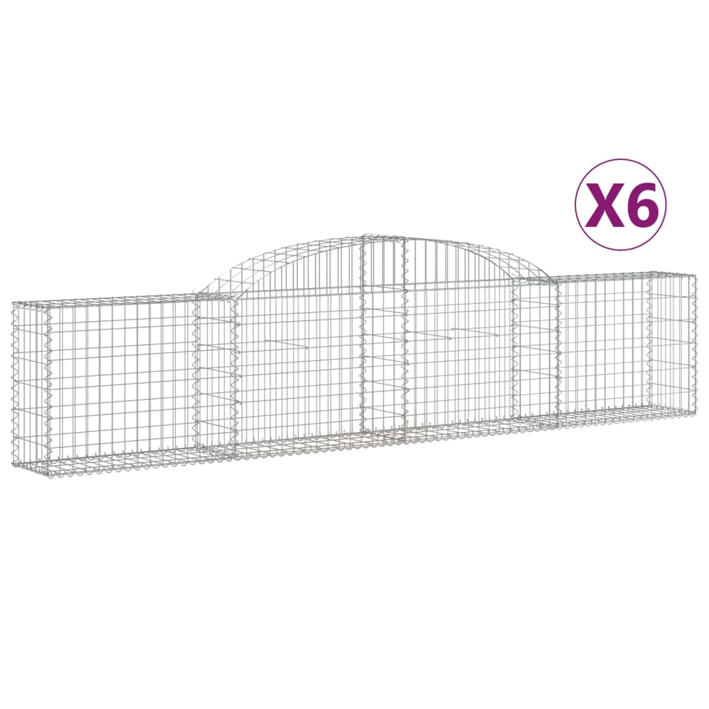 Paniers à gabions arqués 6 pcs 300x30x60/80 cm Fer galvanisé