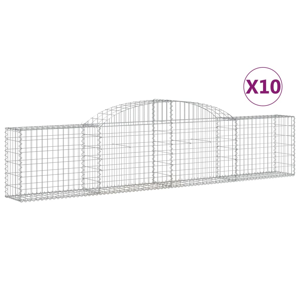 Paniers à gabions arqués 10 pcs 300x30x60/80 cm Fer galvanisé