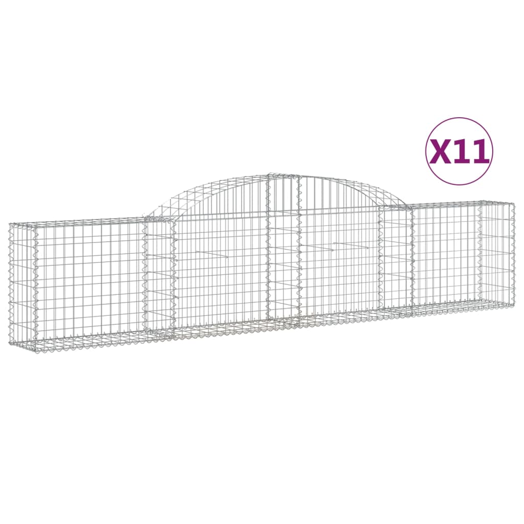 Arched Gabion Baskets 11 pcs 300x30x60/80 cm Galvanized Iron