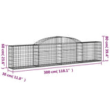 Arched Gabion Baskets 11 pcs 300x30x60/80 cm Galvanized Iron