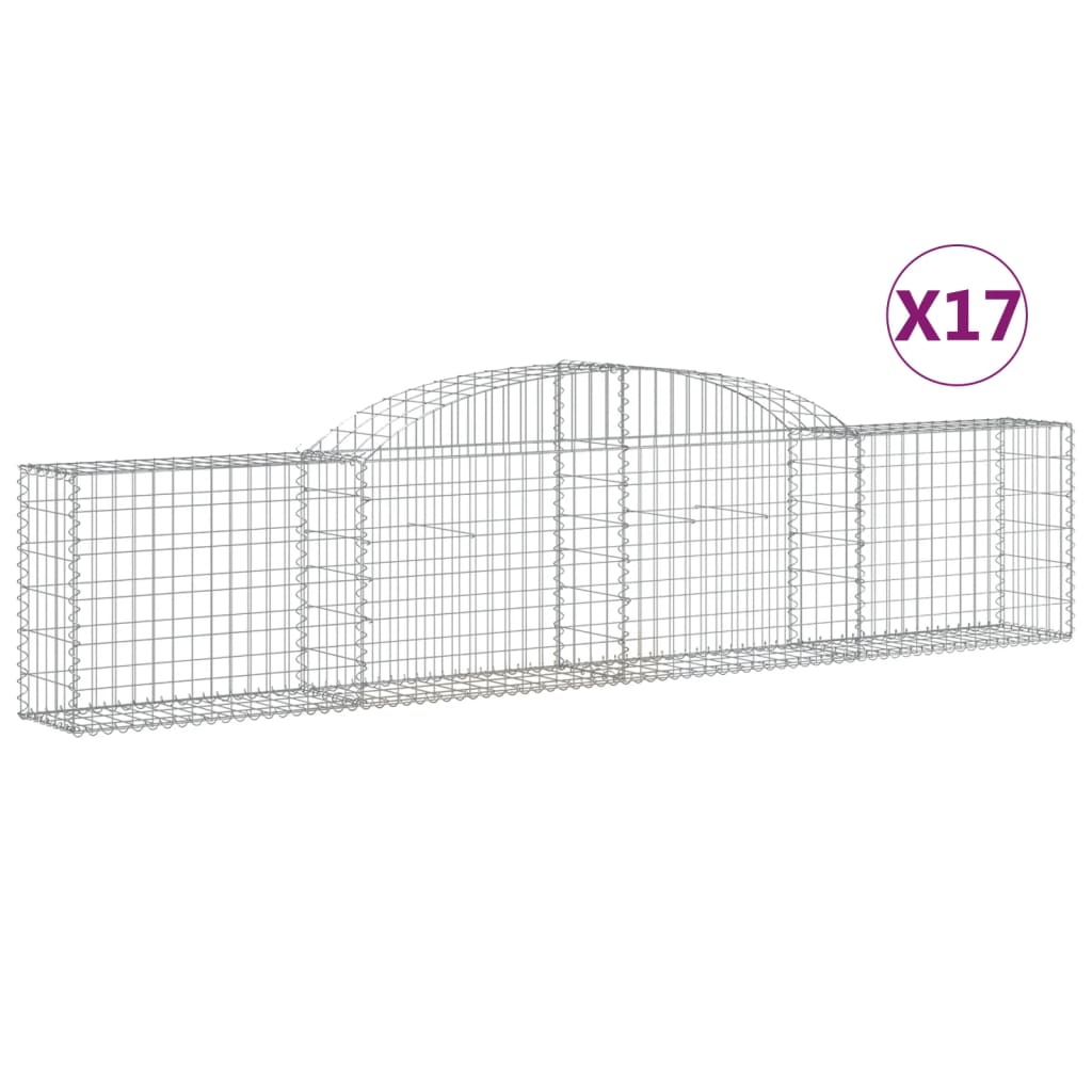 Paniers à gabions arqués 17 pcs 300x30x60/80 cm Fer galvanisé