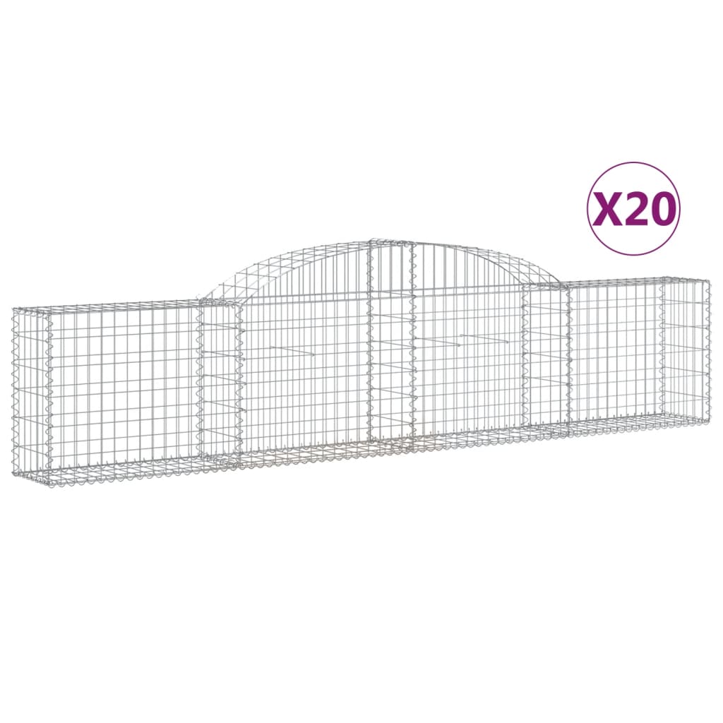 Paniers à gabions arqués 20 pcs 300x30x60/80 cm Fer galvanisé