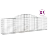 Paniers à gabions arqués 3 pcs 300x30x80/100 cm fer galvanisé