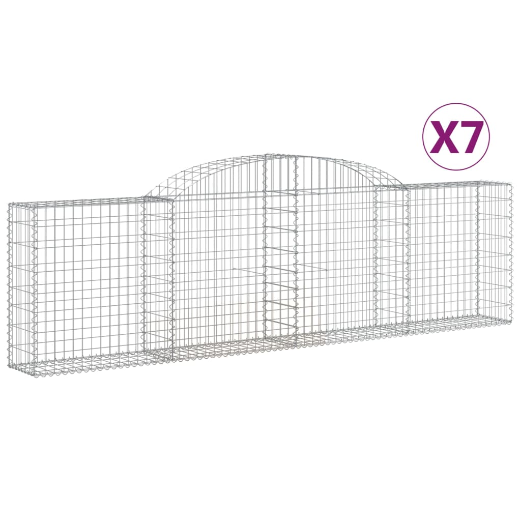 Paniers à gabions arqués 7 pcs 300x30x80/100 cm fer galvanisé