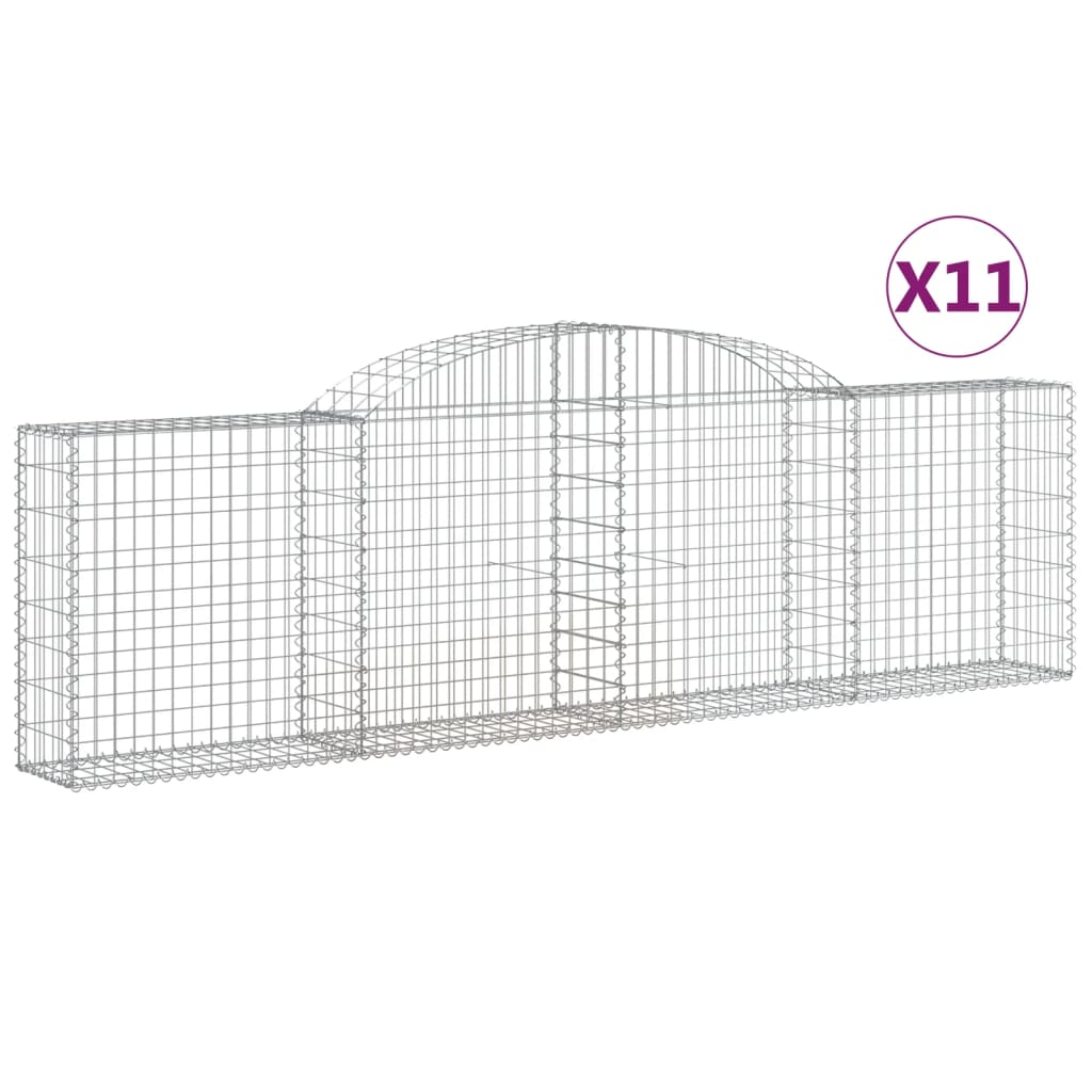 Arched Gabion Baskets 11 pcs 300x30x80/100 cm Galvanized Iron