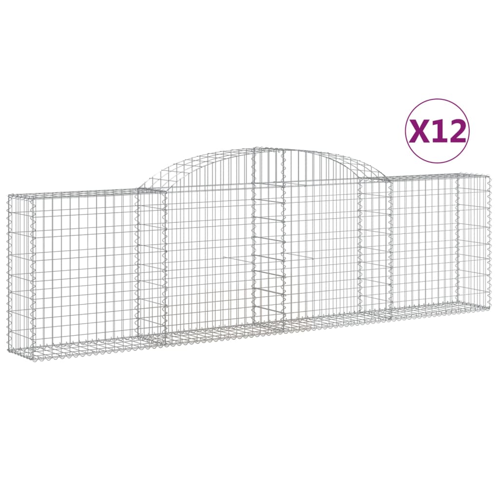 Arched Gabion Baskets 12 pcs 300x30x80/100 cm Galvanized Iron