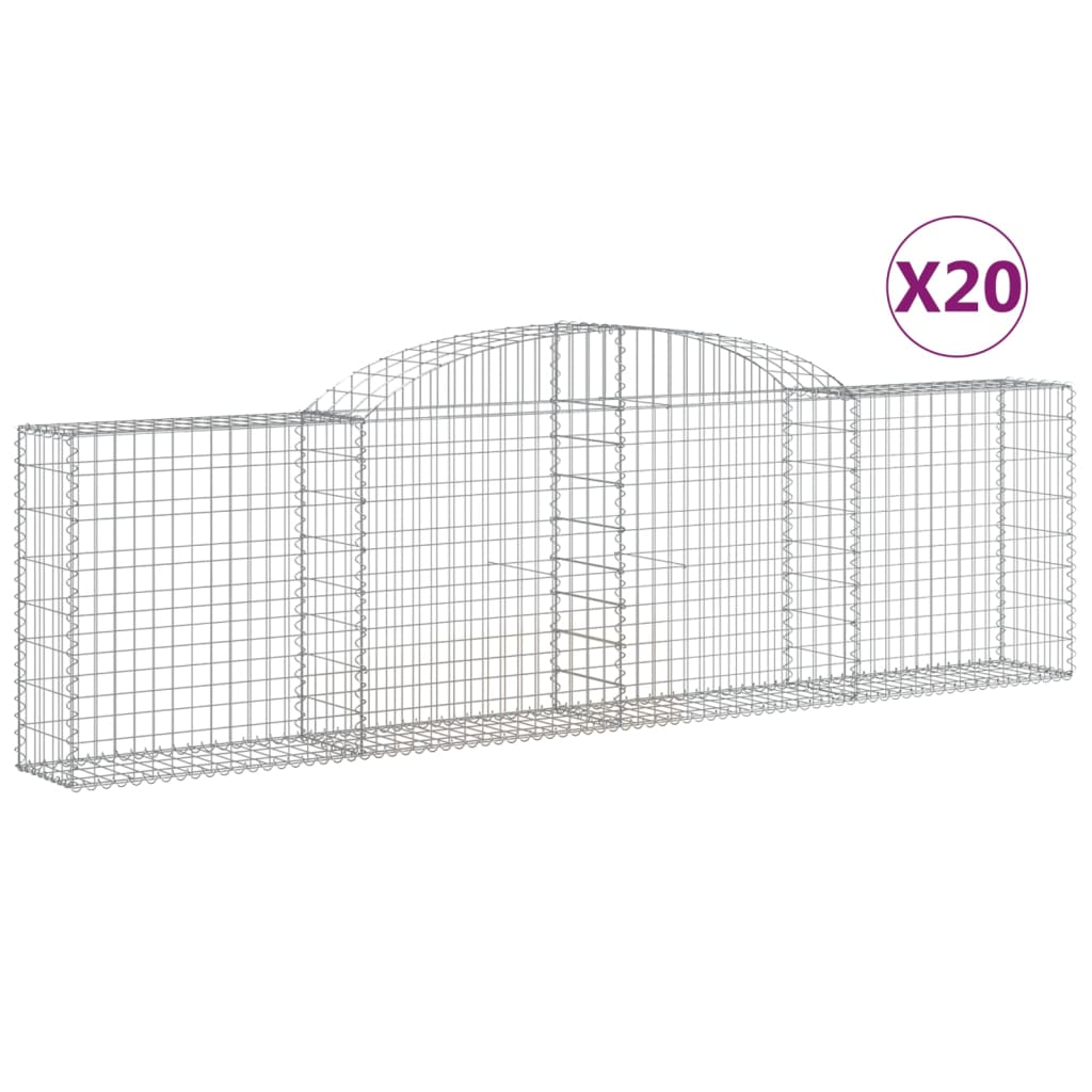 Paniers à gabions arqués 20 pcs 300x30x80/100 cm fer galvanisé