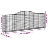 Paniers à gabions arqués 2 pcs 300x30x100/120 cm fer galvanisé