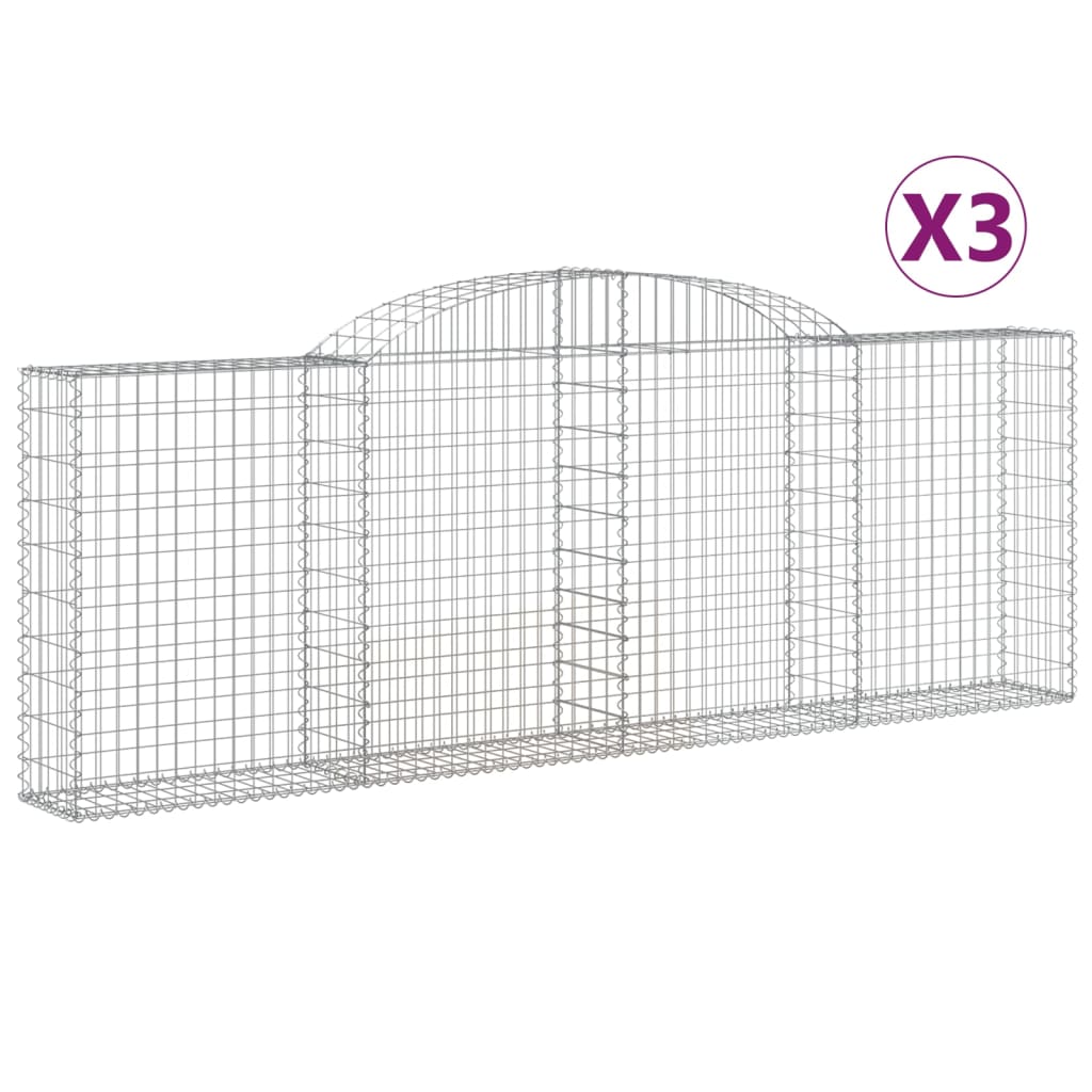 Paniers à gabions arqués 3 pcs 300x30x100/120 cm fer galvanisé