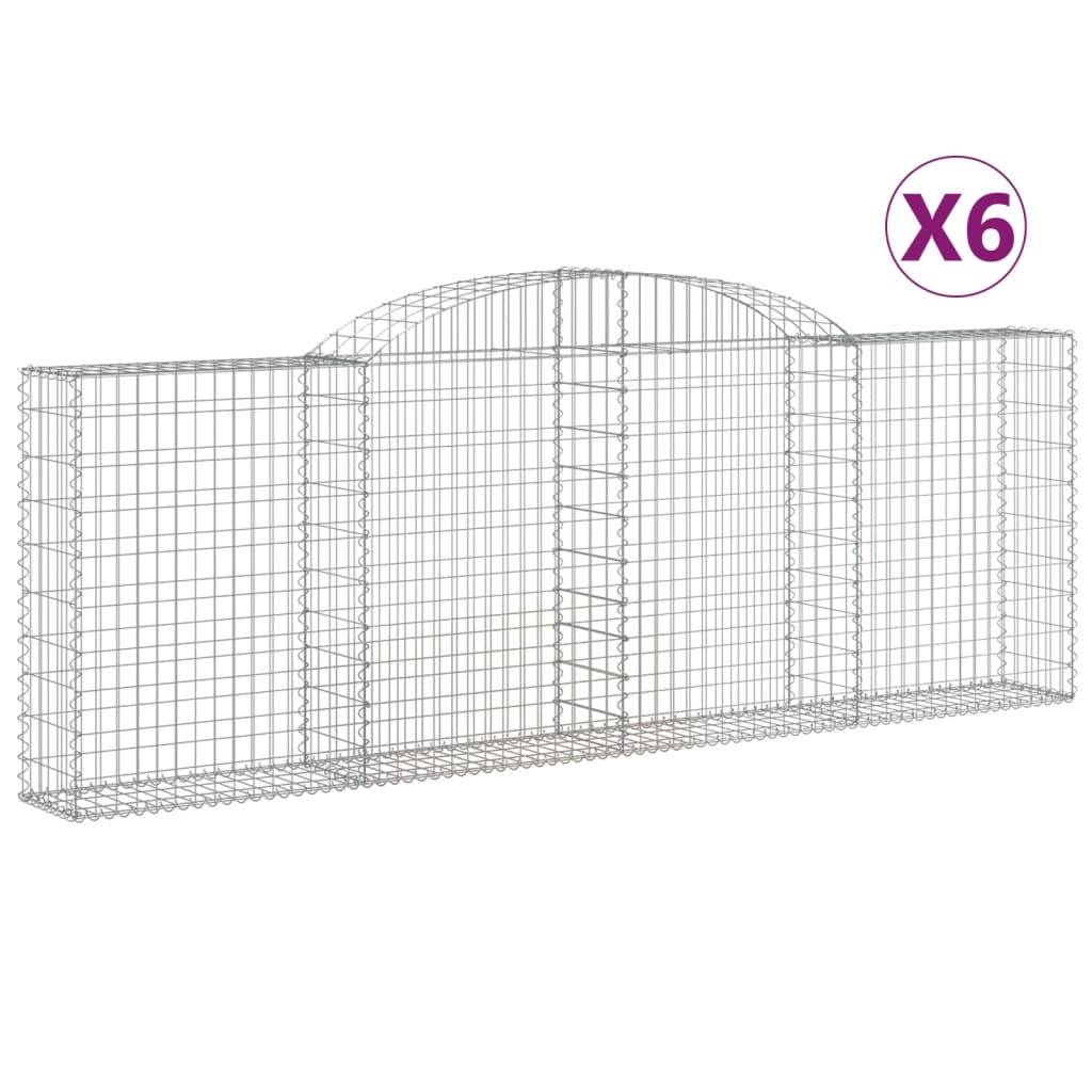 Paniers à gabions arqués 6 pcs 300x30x100/120 cm fer galvanisé