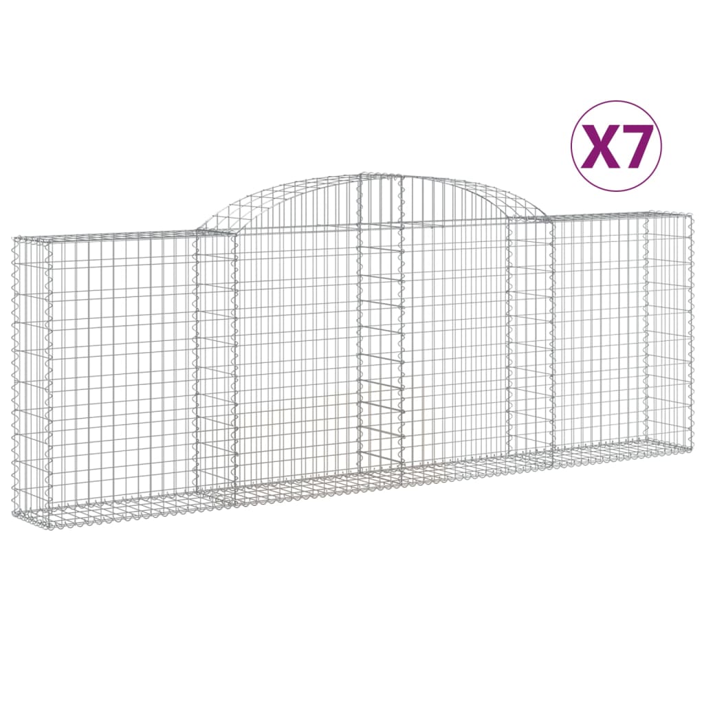 Paniers à gabions arqués 7 pcs 300x30x100/120 cm fer galvanisé