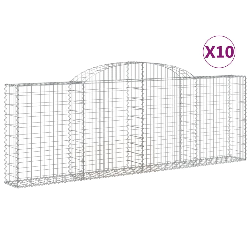 Paniers à gabions arqués 10 pcs 300x30x100/120 cm fer galvanisé