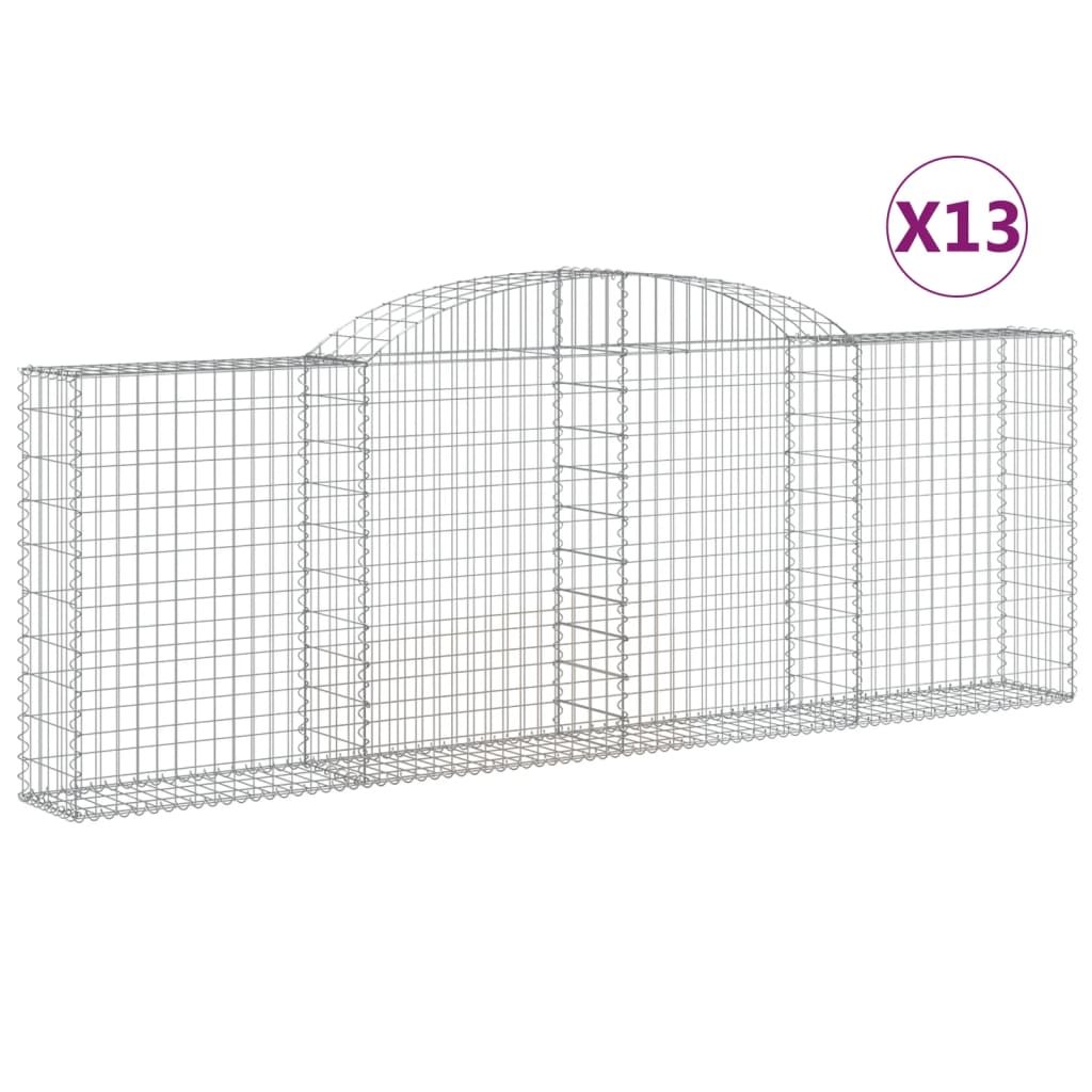 Paniers à gabions arqués 13 pcs 300x30x100/120 cm fer galvanisé