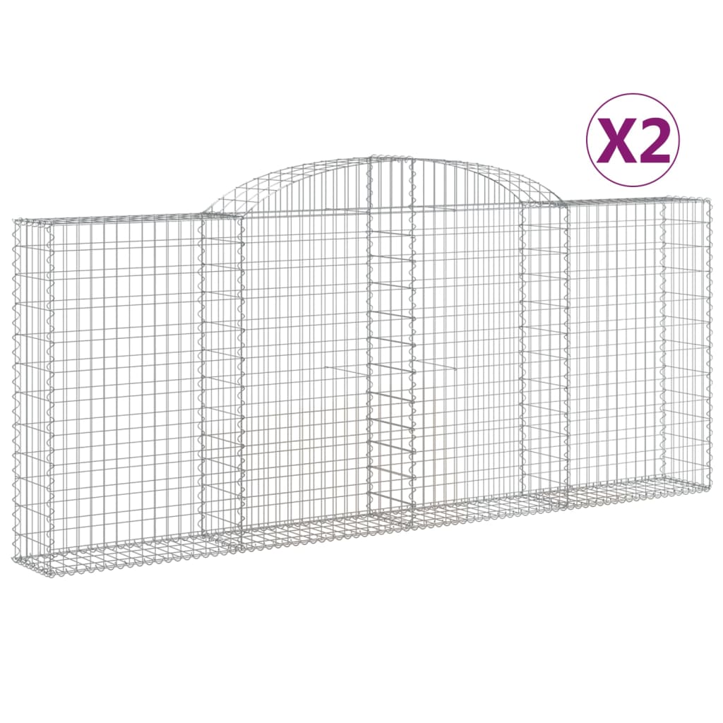 Paniers à gabions arqués 2 pcs 300x30x120/140 cm fer galvanisé