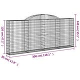 Paniers à gabions arqués 2 pcs 300x30x120/140 cm fer galvanisé