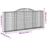 Paniers à gabions arqués 3 pcs 300x30x120/140 cm fer galvanisé