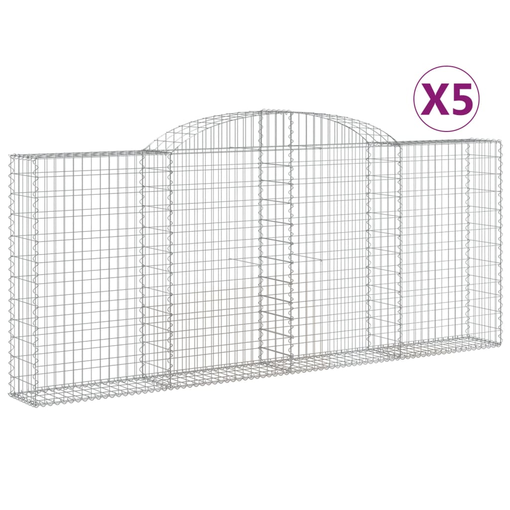 Paniers à gabions arqués 5 pcs 300x30x120/140 cm fer galvanisé